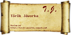 Török Jávorka névjegykártya